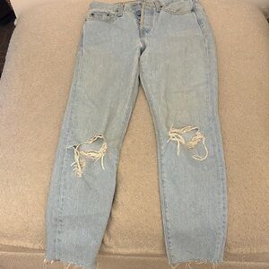 Levi's Light Blue Distressed Straight Leg Jeans